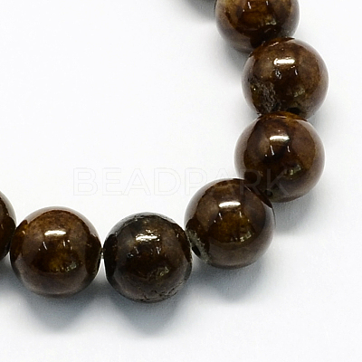 Natural Dyed Yellow Jade Gemstone Bead Strands G-R271-8mm-Y24-1