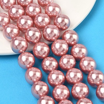 Electroplated Shell Pearl Beads Strands BSHE-G041-12mm-05-1