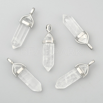 Natural Quartz Crystal Double Terminated Pointed Pendants G-F295-05P-1