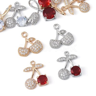 10Pcs 10 Styles Brass Micro Pave Cubic Zirconia Pendants KK-FS0001-80-1
