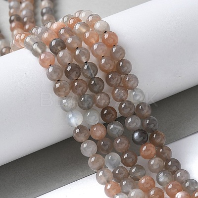 Natural Multi-Moonstone Beads Strands G-P322-43-6mm-1