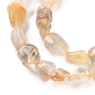 Natural Gold Rutilated Quartz Beads Strands G-P497-01C-33-1