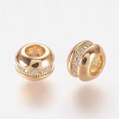 Brass Micro Pave Cubic Zirconia Beads ZIRC-J016-21G-1