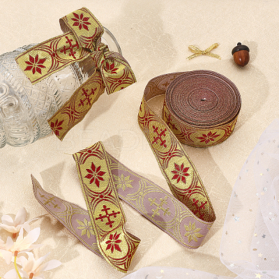 Ethnic Style Polyester Jacquard Ribbon OCOR-WH0079-19B-1