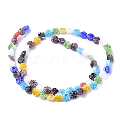Flat Round Handmade Millefiori Glass Beads X-LK-R004-51-1