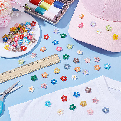 96Pcs 16 Colors Flower Computerized Embroidery Cloth Iron On Patches PATC-AR0001-17-1