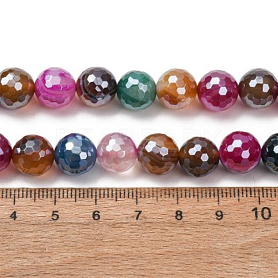 Electroplated Natural Agate Beads Strands G-B191-A07-10mm-11-1
