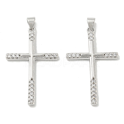 Rack Plating Brass Micro Pave Cubic Zirconia Pendants KK-F869-07P-1