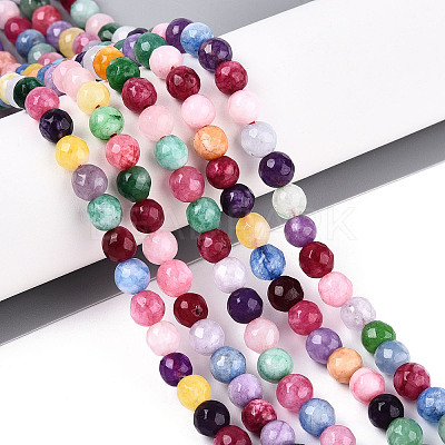 Dyed Natural White Jade Beads Strands G-T139-6mm-60-04-1