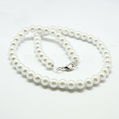 Fashion Glass Pearl Beaded Necklaces NJEW-D061-8mm-3-1
