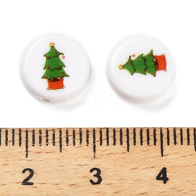 Christmas Theme Printed Opaque Acrylic Beads OACR-R004-01A-1
