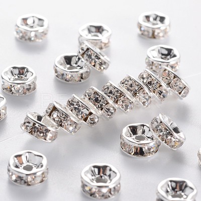 Brass Grade A Rhinestone Spacer Beads RSB037NF-01-1