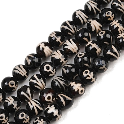 Tibetan Style dZi Beads Strands G-G328-A07-8mm-1