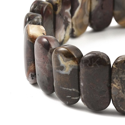 Natural Mexican Agate Oval Stretch Bracelets BJEW-D036-03-1