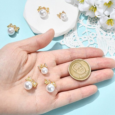6Pcs 3 Styles Brass Plastic Pearl Pendants KK-CJ0005-53-1