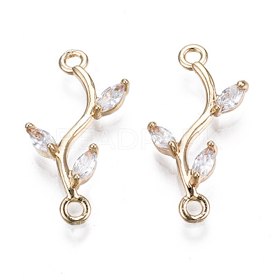 Brass Micro Pave Cubic Zirconia Links Connectors X-KK-S359-156A-RS-1