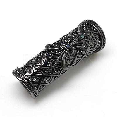 Rack Plating Brass Micro Pave Cubic Zirconia European Beads ZIRC-S052-002B-1