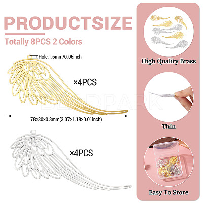 8Pcs 2 Colors Brass Filigree Big Pendants KKC-TA0001-07-1