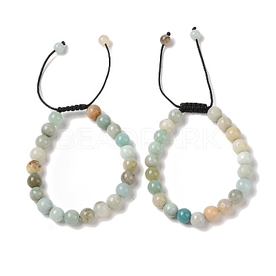 8mm Round Natural Flower Amazonite Braided Bead Bracelets BJEW-C067-01B-23-1
