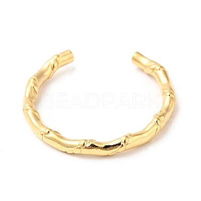 Ion Plating(IP) 304 Stainless Steel Bamboo Shape Open Cuff Ring for Men Women RJEW-I085-07G-1