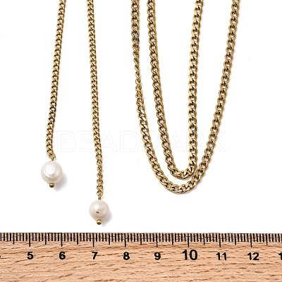 304 Stainless Steel 2-Strand Twisted Chain Necklaces for Women NJEW-K255-61G-1