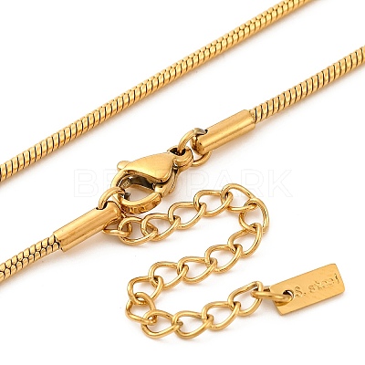 Ion Plating(IP) 304 Stainless Steel Heart Pendant Round Snake Chain Necklaces for Women X-NJEW-G142-04G-1