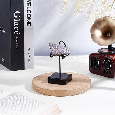 Iron & Wood Mineral Display Holder with Square Acrylic Bases ODIS-WH0099-215-1
