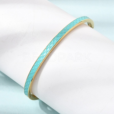 304 Stainless Steel Enamel Hinged Cuff Bangles for Women SA-CBAC920-15G-01-1