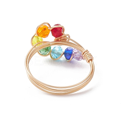 Colorful Glass Teardrop Finger Ring RJEW-JR00653-1