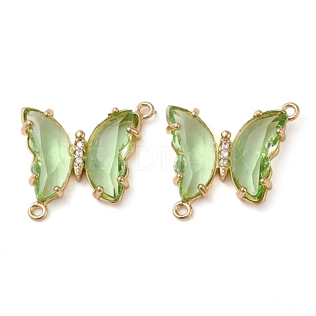 Brass Pave Faceted Glass Connector Charms FIND-Z020-04H-1