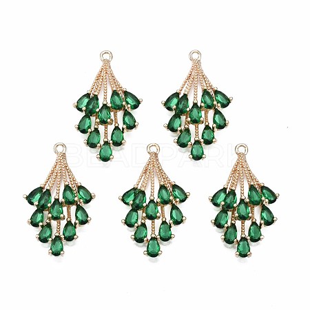 Brass Micro Pave Cubic Zirconia Pendants X-KK-R111-006-A01-1