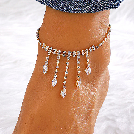 Brass Crystal Rhinestone Tennis Anklets for Wome FS-WGAF92D-09-1