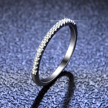 Rhodium Plated 925 Sterling Silver Micro Pave Cubic Zirconia Plain Band Rings WGF7D9C-20-1