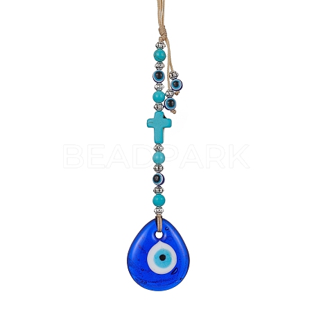 Blue Resin Evil Eye Pendant Decorations HJEW-JM01442-01-1