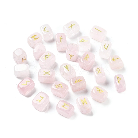 Rectangle Natural Rose Quartz Rune Stones G-Z059-01C-1
