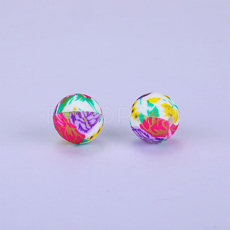 Printed Round Silicone Focal Beads SI-JX0056A-117-1