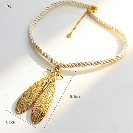 304 Stainless Steel Big Pendant RoundPolycotton Twisted Cord Necklaces for Women WG3C3B3-02-1