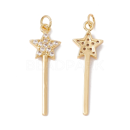 Rack Plating Brass Micro Pave Clear Cubic Zirconia Pendants ZIRC-C040-36G-1
