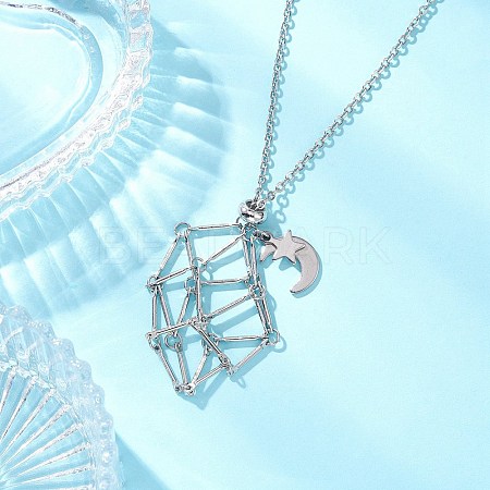 304 Stainless Steel Empty Macrame Pouch Star Moon Pendant Cable Chain Necklace Making NJEW-JN05281-03-1