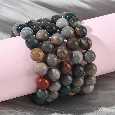 Natural Alashan Agate Round Beads Stretch Bracelets for Women BJEW-Z158-03M-02-1