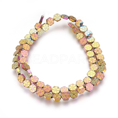 Electroplated Non-magnetic Synthetic Hematite Beads Strands G-P392-G03-1