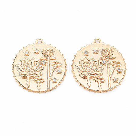 Brass Micro Pave Clear Cubic Zirconia Pendants KK-S364-191-1