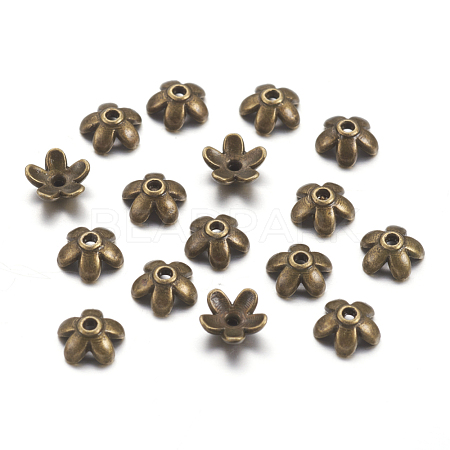 Tibetan Style  Zinc Alloy Bead Caps TIBEB-6.5x3-AB-FF-1
