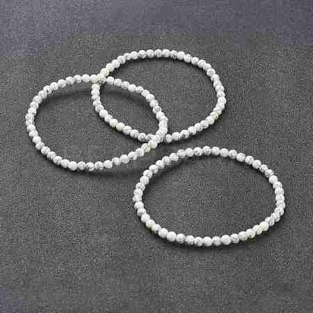 Synthetic Howlite Beaded Stretch Bracelets BJEW-D446-A-10-1