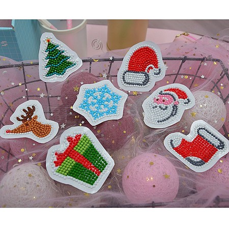 DIY Christmas Theme Diamond Painting Sticker Kit XMAS-PW0001-135D-1