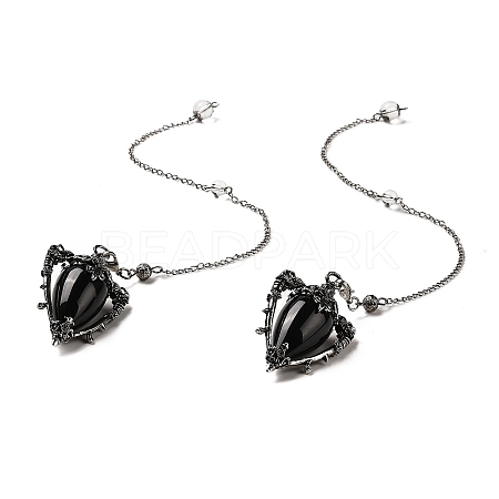 Natural Obsidian Triangle Dowsing Pendulum Pendants G-G022-01AS-07-1