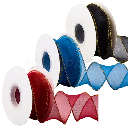 3 Rolls 3 Colors Polyester Organza Ribbon PAAG-CY0001-03B-1