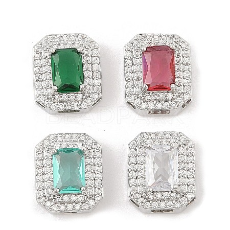 Brass Micro Pave Cubic Zirconia Slide Charms ZIRC-I068-09P-1