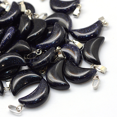 Moon Synthetic Blue Goldstone Pendants G-Q369-08-1