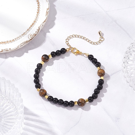 Natural Tiger Eye & Glass Pearl Beaded Bracelets for Women BJEW-JB12239-03-1